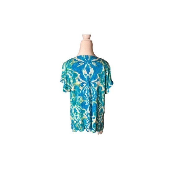 Chico’s Blouse Floral Multicolor Short Sleeved Size M - Picture 2 of 7